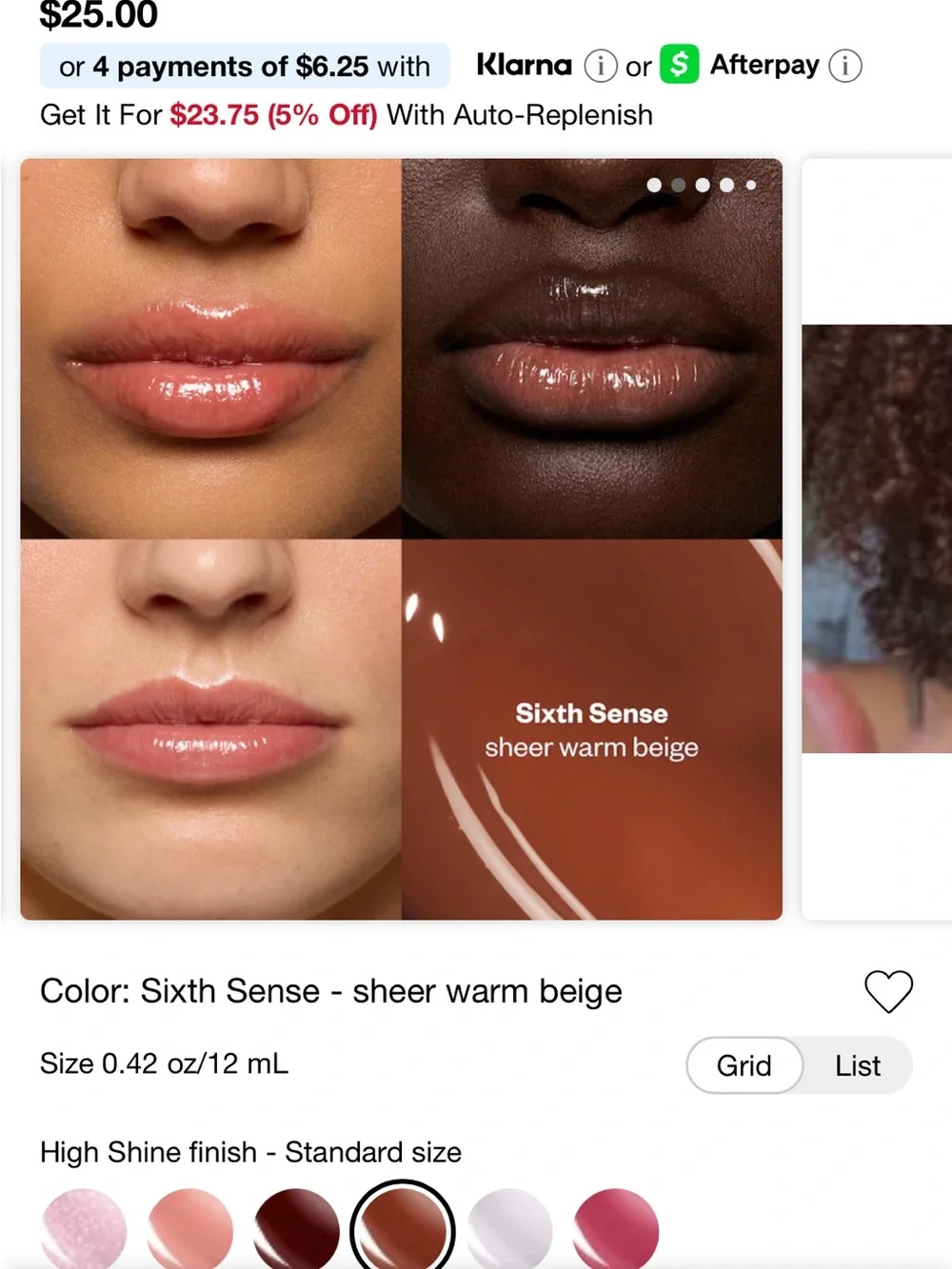 New Kosas Lip Pulse Glossy Lip Plumper — Sixth Sense (Sheer Warm Beige)